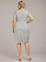 Sheath/Column Scoop Knee-Length Chiffon Lace Mother of the Bride Dress With Beading