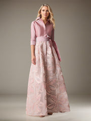 A-Line Collared Neckline Floor-Length Mother of the Bride Dress