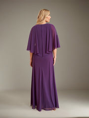 A-Line V-Neck Floor-Length Chiffon Mother of the Bride Dress