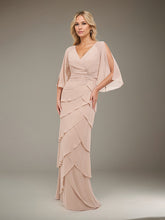 A-Line V-Neck Floor-Length Chiffon Evening Dress