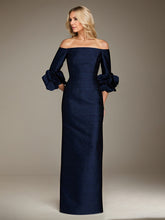 Sheath/Column Off-the-Shoulder Floor-Length Satin Evening Dress