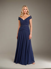 A-Line V-Neck Floor-Length Chiffon Mother of the Bride Dress