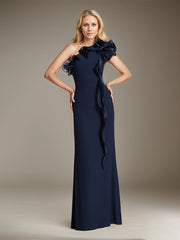 Sheath/Column One-Shoulder Floor-Length Crepe Evening Dress