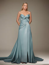 A-Line V-Neck Floor-Length Evening Dress with Ruffles