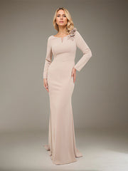 Sheath/Column Scoop Floor-Length Crepe Mother of the Bride Dress