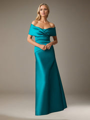 Sheath/Column Off-the-Shoulder Floor-Length Satin Evening Dress