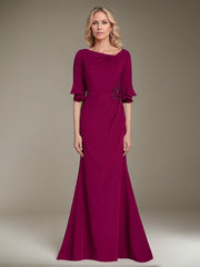 A-Line Asymmetrical Floor-Length Crepe Mother of the Bride Dress