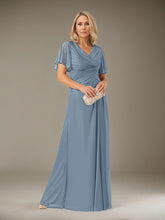 A-Line V-Neck Floor-Length Chiffon Mother of the Bride Dress