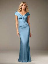 Mermaid V-Neck Floor-Length Satin Mother of the Bride Dress