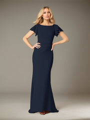 Mermaid Scoop Floor-Length Ruffle Chiffon Mother of the Bride Dress