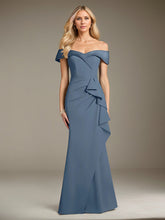 Mermaid Off-the-Shoulder Floor-Length Satin Mother of the Bride Dress