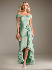 Mermaid Off-the-Shoulder Asymmetrical Satin Mother of the Bride Dress