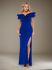 A-Line Off-the-Shoulder Floor-Length Evening Dress