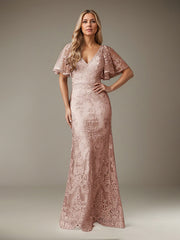 Trumpet/Mermaid V-Neck Floor-Length Tulle Mother of the Bride Dress