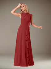 A-Line High Neckline Floor-Length Chiffon Mother of the Bride Dress