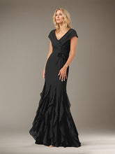 Mermaid V-Neck Floor-Length Ruffle Chiffon Mother of the Bride Dress
