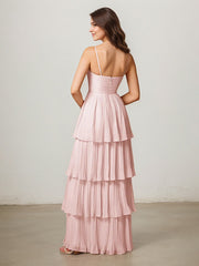 A-Line V-Neck Floor-Length Chiffon Evening Dress