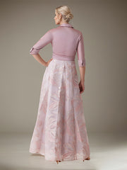A-Line Collared Neckline Floor-Length Mother of the Bride Dress