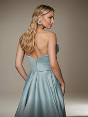 A-Line V-Neck Floor-Length Evening Dress with Ruffles