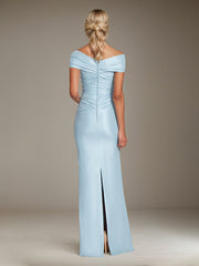 Sheath/Column V-Neck Floor-Length Satin Formal Dress