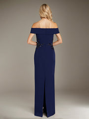 Sheath/Column Off-the-Shoulder Floor-Length Evening Dress with Sequins