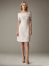 A-Line Off-the-Shoulder Knee-Length Satin Evening Dress