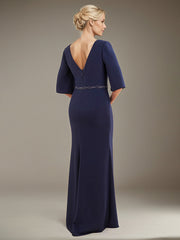 A-Line V-Neck Floor-Length Crepe Mother of the Bride Dress