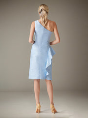 Sheath/Column One-Shoulder Knee-Length Chiffon Evening Dress