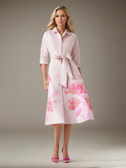 A-Line Shirt-Collar Knee-Length Satin Evening Dress