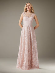 A-Line Scoop Short-Sleeve Floor-Length Chiffon Evening Dress