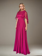 A-Line Scoop Floor-Length Satin Mother of the Bride Dress