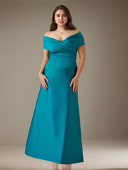 Sheath/Column Off-the-Shoulder Floor-Length Satin Evening Dress