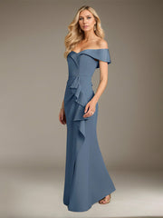 Mermaid Off-the-Shoulder Floor-Length Satin Mother of the Bride Dress