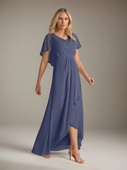 A-Line V-Neck Asymmetrical Chiffon Mother of the Bride Dress