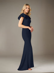 Mermaid Scoop Floor-Length Ruffle Chiffon Mother of the Bride Dress