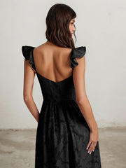 A-Line V-Neck Floor-Length Satin Evening Dress