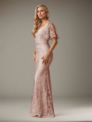 Trumpet/Mermaid V-Neck Floor-Length Tulle Mother of the Bride Dress
