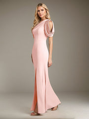 Mermaid Asymmetrical Floor-Length Satin Mother of the Bride Dress