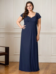 A-Line V-Neck Floor-Length Chiffon Mother of the Bride Dress