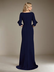 A-Line Asymmetrical Floor-Length Crepe Mother of the Bride Dress