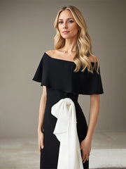 Sheath/Column Off-the-Shoulder Floor-Length Chiffon Evening Dress