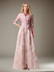 A-Line Collared Neckline Floor-Length Mother of the Bride Dress