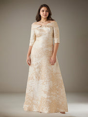 A-Line Off-the-Shoulder Floor-Length Evening Dress
