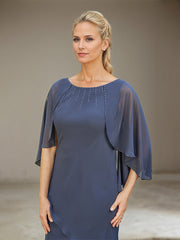 A-Line Scoop Floor-Length Chiffon Mother of the Bride Dress with Ruffles