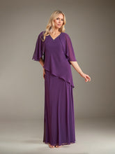 A-Line V-Neck Floor-Length Chiffon Mother of the Bride Dress