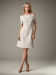 A-Line Off-the-Shoulder Knee-Length Satin Evening Dress