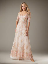 A-Line Scoop Floor-Length Tulle Evening Dress