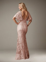 Trumpet/Mermaid V-Neck Floor-Length Tulle Mother of the Bride Dress