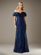 A-Line Off-the-shoulder Floor-Length Tulle Evening Dress