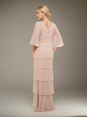 A-Line V-Neck Floor-Length Chiffon Evening Dress